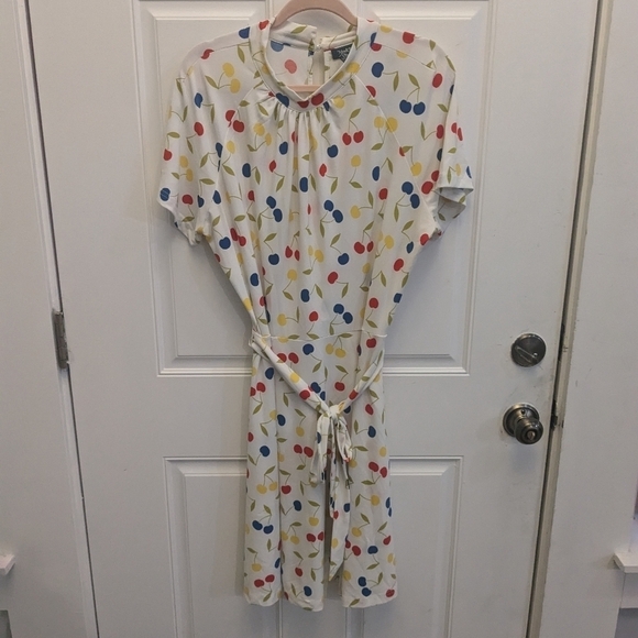 Modcloth White Dress with Red, Blue, and Yellow Print - Picture 2 of 5